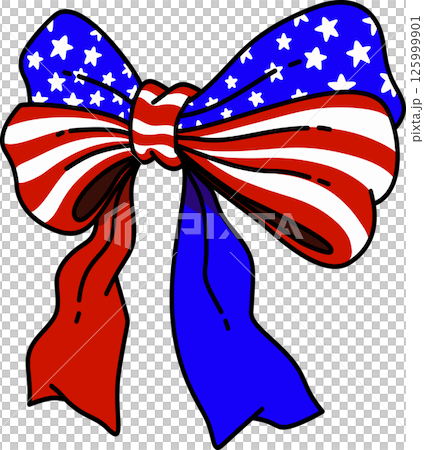 American flag patriotic bow and ribbon illustration 125999901