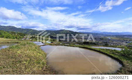 長野県千曲市姨捨棚田の春 126000271