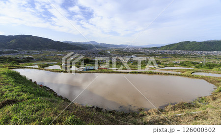 長野県千曲市姨捨棚田の春 長野県千曲市姨捨棚田の春 126000302