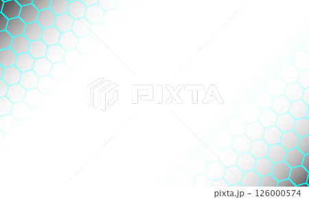 Abstract blue neon line hexagon mesh geometric conner on white blank space design modern futuristic technology background vector 126000574