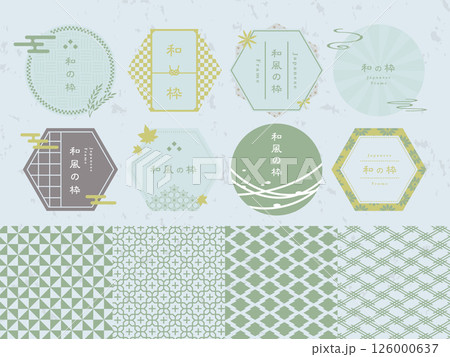和柄のフレームとパターンセット 和柄のフレームとパターンセット 126000637