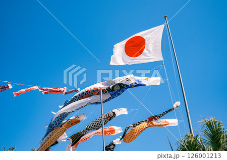 【#日本】日本国旗と鯉のぼり 126001213