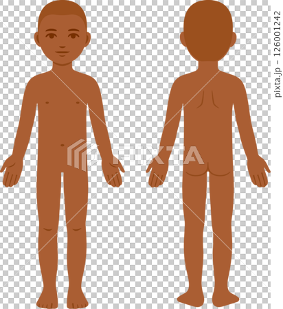 Unisex Black child body template flat vector illustration 126001242