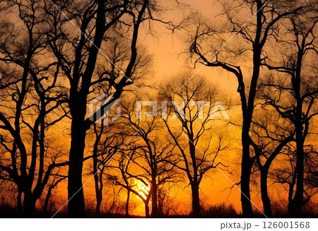 peaceful spring sunset with calm, serene nature.AI Generated 126001568