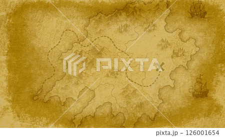 中世ファンタジー風・冒険地図イラスト素材 中世ファンタジー風・冒険地図イラスト素材 126001654