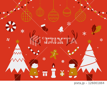 クリスマスのアイコンとイラストのセット素材 クリスマスのアイコンとイラストのセット素材 126001864