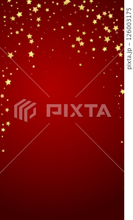 Magic stars vector overlay. Gold stars scattered around randomly, falling down, floating. Chaotic dreamy childish overlay template. on red background. Magic stars vector overlay. Gold stars scattered around randomly, falling down, floating. Chaotic dreamy childish overlay template. on red background. 126003175