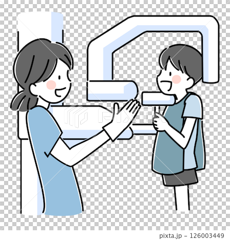 小児歯科でレントゲンをとる子供のイラスト 126003449