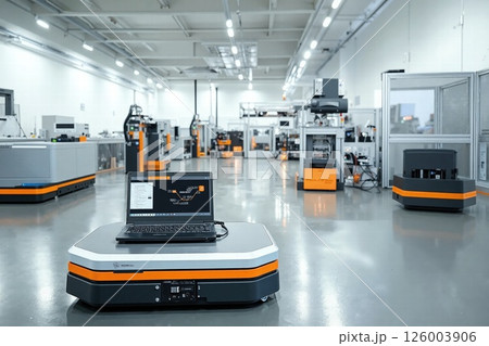 Advanced robotics in modern industrial automation facility for smart manufacturing Advanced robotics in modern industrial automation facility for smart manufacturing 126003906