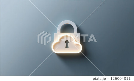 Stylized cloud and lock icon representing data security 126004011