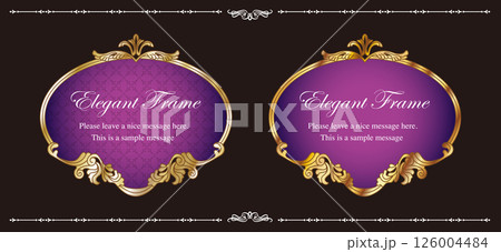 高級感のあるエレガンスなフレームセット、装飾デザイン、飾り罫、上品な背景、金、ゴールド、パープル 高級感のあるエレガンスなフレームセット、装飾デザイン、飾り罫、上品な背景、金、ゴールド、パープル 126004484