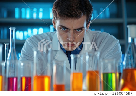 Intense scientist in laboratory analyzing...のイラスト素材 [126004597] - PIXTA