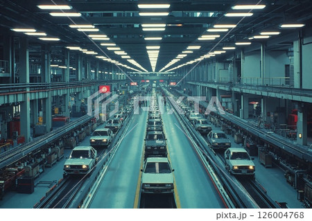 Industrial car production line in motion capturing automotive innovation and efficiency 126004768