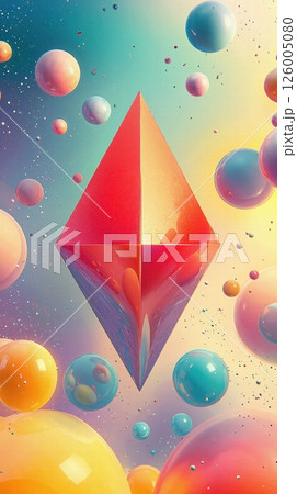 Futuristic gem and bubble universe with vivid hues: enchanting visual for design and creativity projects 126005080