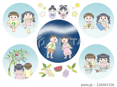 七夕のイラストセット 七夕のイラストセット 126005156