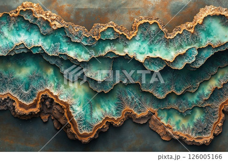 Abstract organic layers in turquoise and rust for modern wall art design and decor concepts Abstract organic layers in turquoise and rust for modern wall art design and decor concepts 126005166