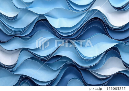Abstract blue wave pattern for creative interior design and textural art backdrop 126005235