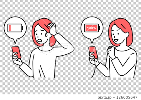 一名普通女子正在為她的智慧型手機電池組充電 126005647