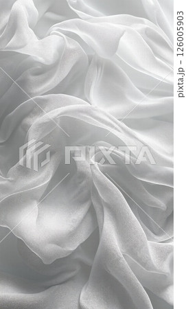Ethereal white silk fabric waves for elegant interior design and fashion backdrop 126005903