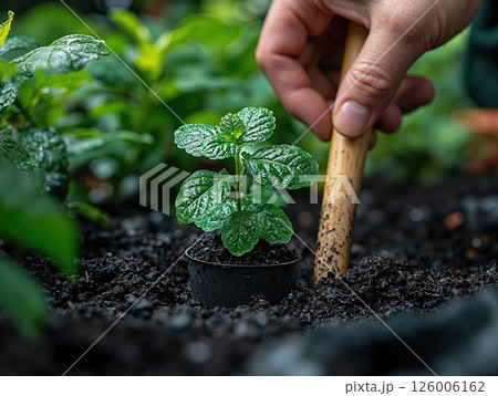 Sustainable gardening: planting young seedling with eco-friendly techniques for a greener future Sustainable gardening: planting young seedling with eco-friendly techniques for a greener future 126006162