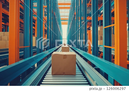 Industrial warehouse automation with conveyor system for efficient logistics solutions 126006297