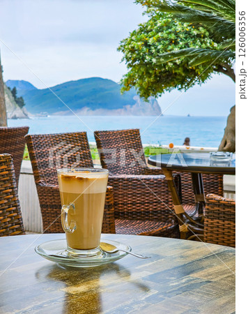 Coffee Mug on Terrace with Stunning Sea View 126006356