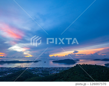 aerial panorama view Twinkling lights at twilight 126007370