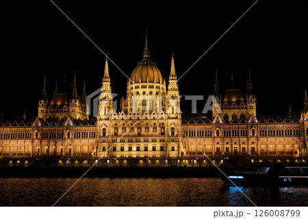 Night view of the Parliament building in Budapest view from the river Night view of the Parliament building in Budapest view from the river 126008799