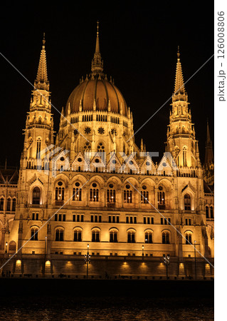 Night view of the Parliament building in Budapest view from the river 126008806