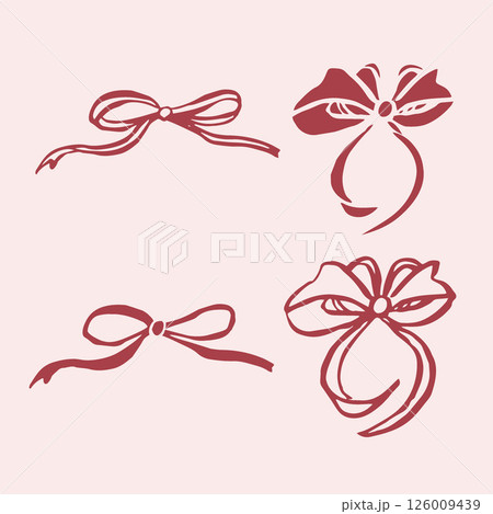 Hand drawn Cherry bow set cute vector illustration. Hand drawn Cherry bow set cute vector illustration. 126009439