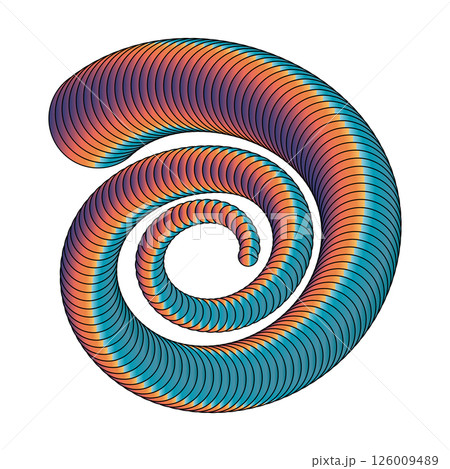The spiral. The dynamic shape of the parallel lines creates the illusion of volume. A design element for creative ideas 126009489