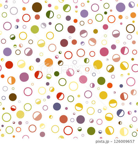 Seamless pattern of multicolored circles. Template for textures, textiles, wallpapers, banners, invitations and simple backgrounds. Layout for cover, poster, postcard, interior and decorative art 126009657