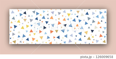 Seamless pattern of multicolored triangles. Template for textures, textiles, wallpapers, banners, invitations and simple backgrounds. Layout for cover, poster, postcard, interior Seamless pattern of multicolored triangles. Template for textures, textiles, wallpapers, banners, invitations and simple backgrounds. Layout for cover, poster, postcard, interior 126009658