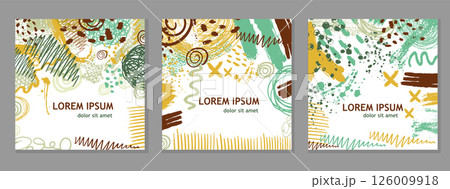 Background with abstract figures. Set of abstract frames. hand drawn. Not AI, Vector illustration 126009918