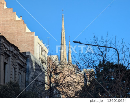 View of the Church of the Sacred Heart of Jesus Capuchin Church from the city street 126010624