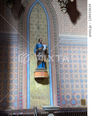 Inside the Church of the Sacred Heart of Jesus Capuchin Church in Cordoba, Argentina. San Jose. Close-up Inside the Church of the Sacred Heart of Jesus Capuchin Church in Cordoba, Argentina. San Jose. Close-up 126010634