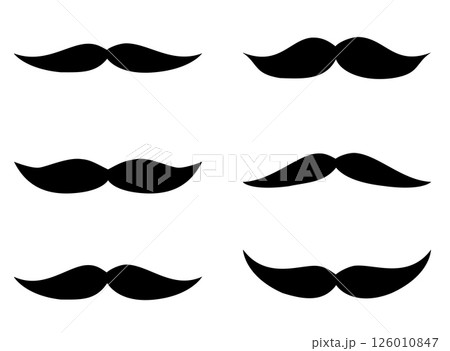Set of simple black vector mustache silhouettes in flat style Set of simple black vector mustache silhouettes in flat style 126010847