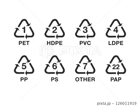 Plastic recycling code set of symbols stock...のイラスト素材 [126011919] - PIXTA