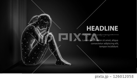 Mental health concept vector. Anxiety disorder, suicide awareness, sad woman. 126012058