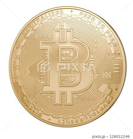 Shiny golden bitcoin symbol isolated. Bitcoin coin. 3d rendering Shiny golden bitcoin symbol isolated. Bitcoin coin. 3d rendering 126012246