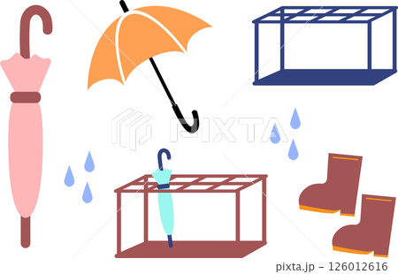 シンプルな傘のイラスト素材セット 126012616