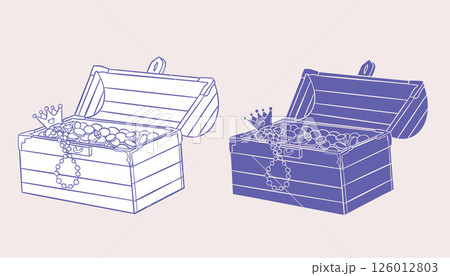 Treasure chest doodle hand drawn. Vector illustrations. Treasure chest doodle hand drawn. Vector illustrations. 126012803