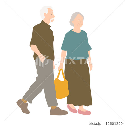 買い物をする老夫婦 買い物をする老夫婦 126012904