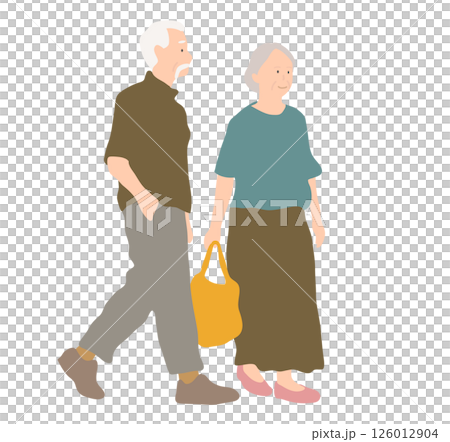 買い物をする老夫婦 買い物をする老夫婦 126012904