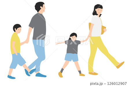 歩いている4人家族2 歩いている4人家族2 126012907