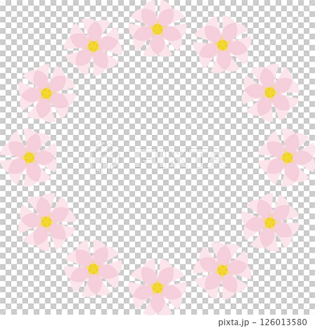 Cute pink floral circle frame Cute pink floral circle frame 126013580
