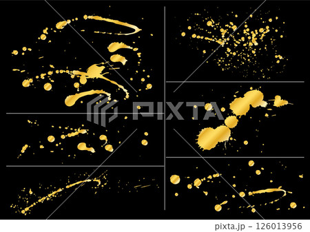 横型に飛ばした金のインクの飛沫6点セット 126013956