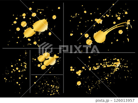 金のインクを飛ばした様々な飛沫の6点セット 126013957