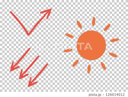 手繪箭頭和太陽 126014012