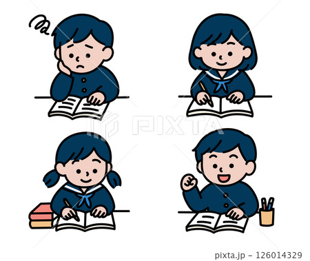 勉強中の中学生の表情 126014329
